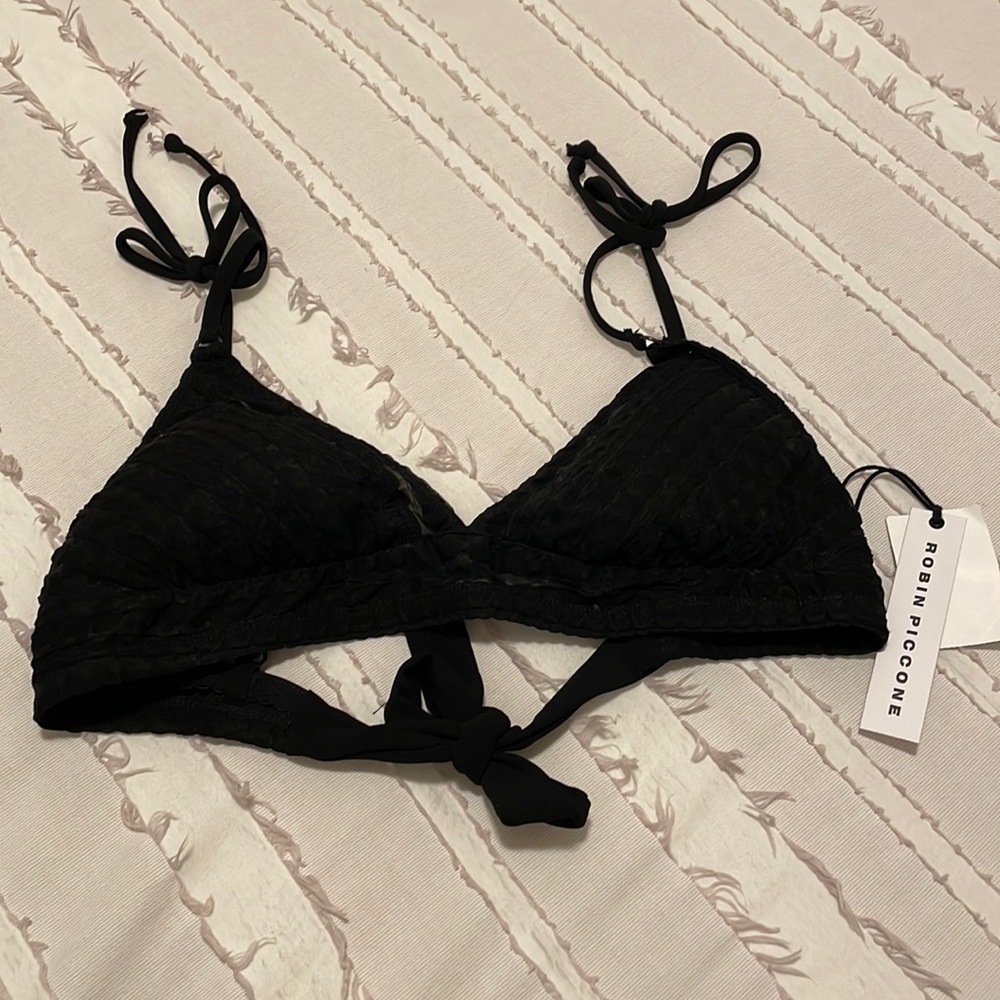 Triangle bikini top with ties